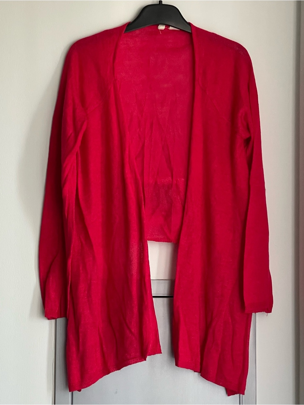 NWOT ANTHROPOLOGIE MOTH Open-Front Linen Blend Red Cardigan Sweater